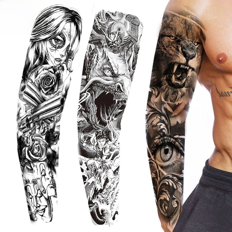 Full arm tattoo stickers factory spot Tiger Crown lion waterproof tattoo stickers supply