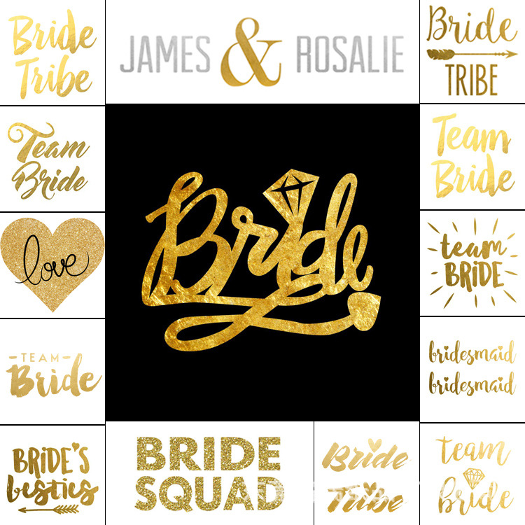 Tattoo stickers custom Team Bride Bachelor Party metal tattoo stickers bridal gilding stickers