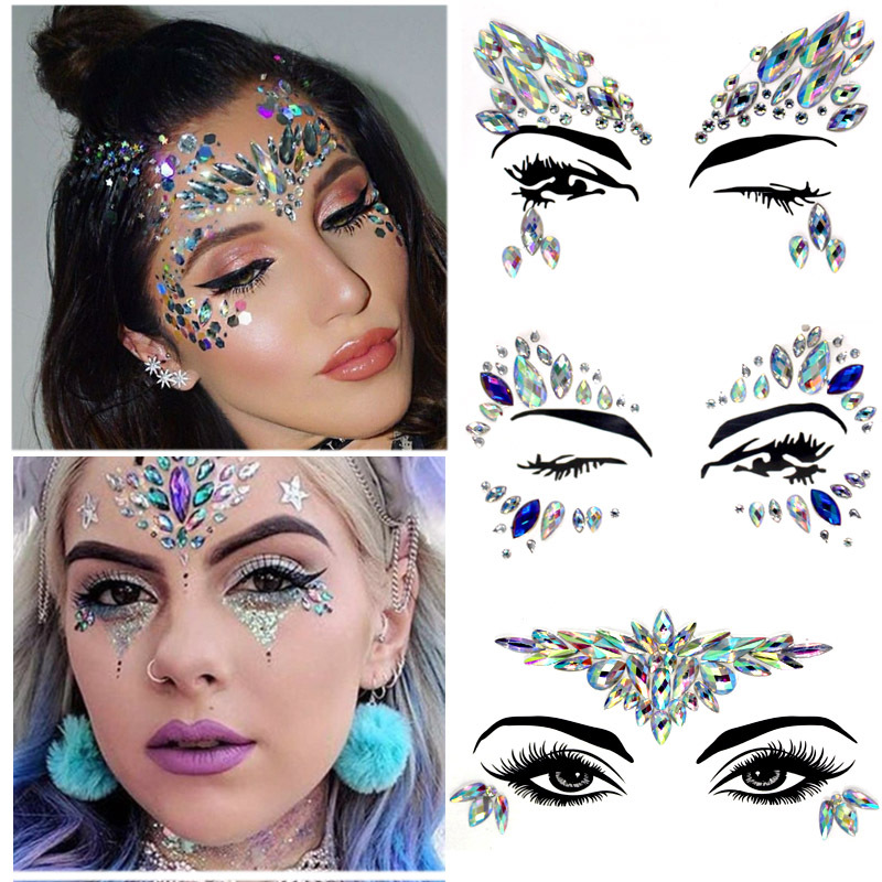 hot-selling face diamond stickers acrylic Diamond stickers face diamond art party decoration face diamond stickers