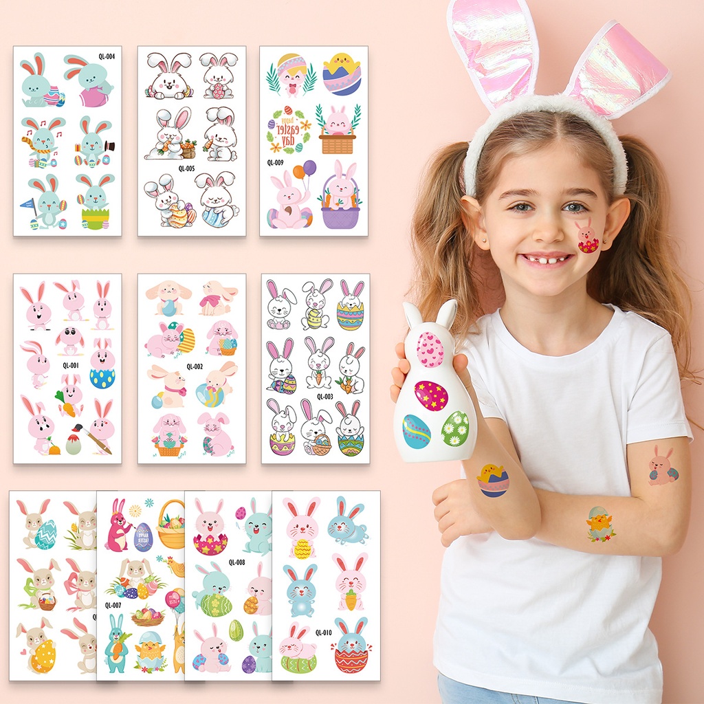 Children Easter bunny Tattoo Sticker Easter Egg bunny Face Sticker Tattoo Sticker