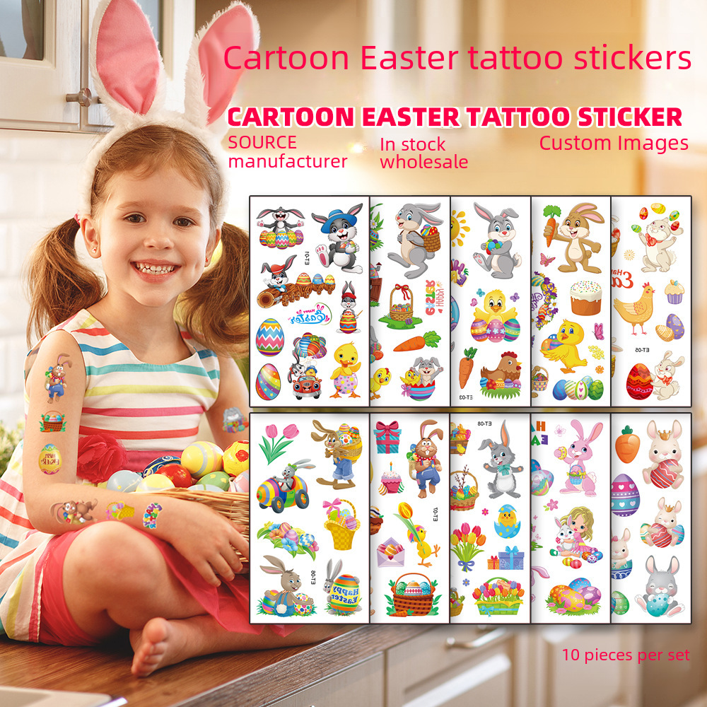 Children's Cartoon Easter Tattoo Sticker Cute Rabbit Egg Party Party Gift Temporary Sticker