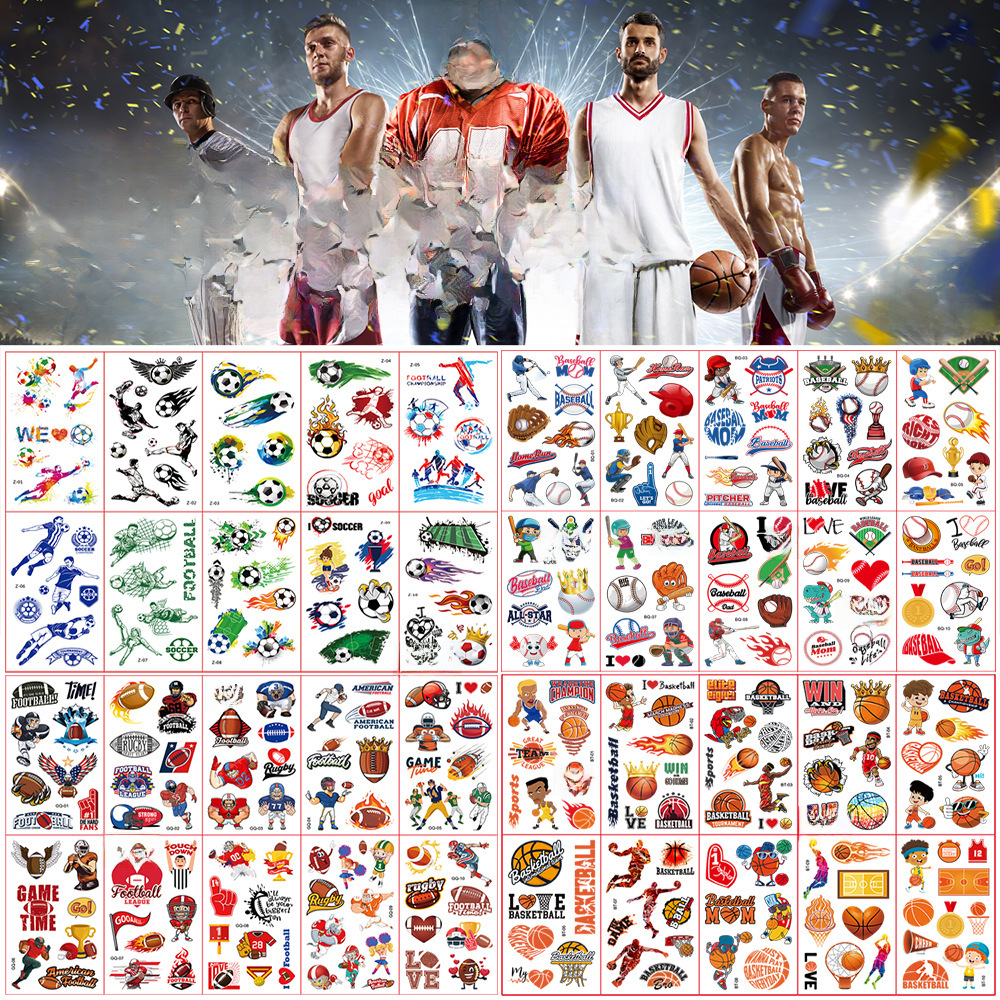 Children's Cartoon Sports Series Tattoo Sticker Basketball Football Baseball Football Event Party Sticker