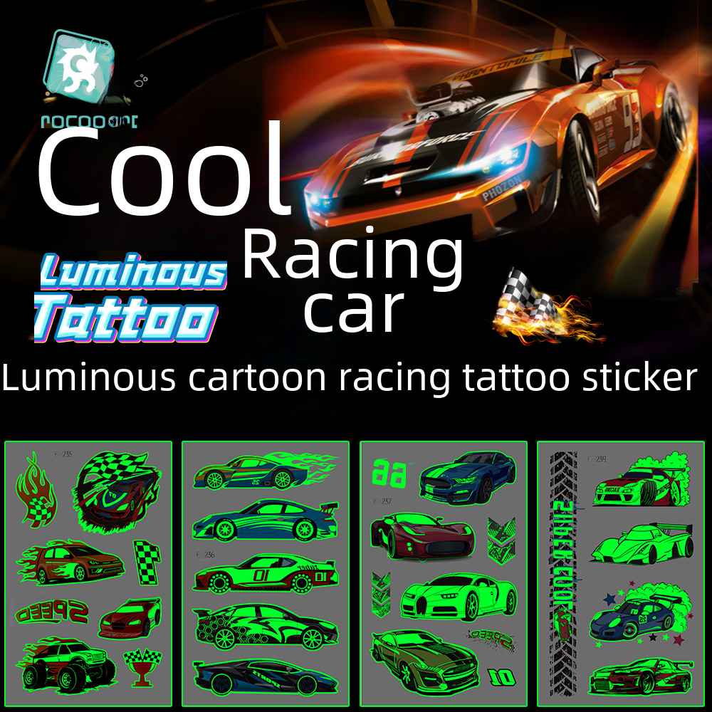 Ricklon Waterproof Cool Racing Mote Car Luminous Tattoo Sticker Night Party Car Tattoo Sticker Luminous Car