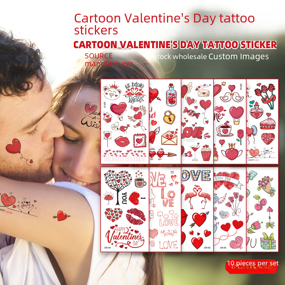 Valentine's Day love tattoo stickers Qixi dating couple confession disposable temporary tattoo stickers