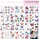 Spot 3d butterfly tattoo Korean Harajuku flowers English letters small fresh tattoo stickers