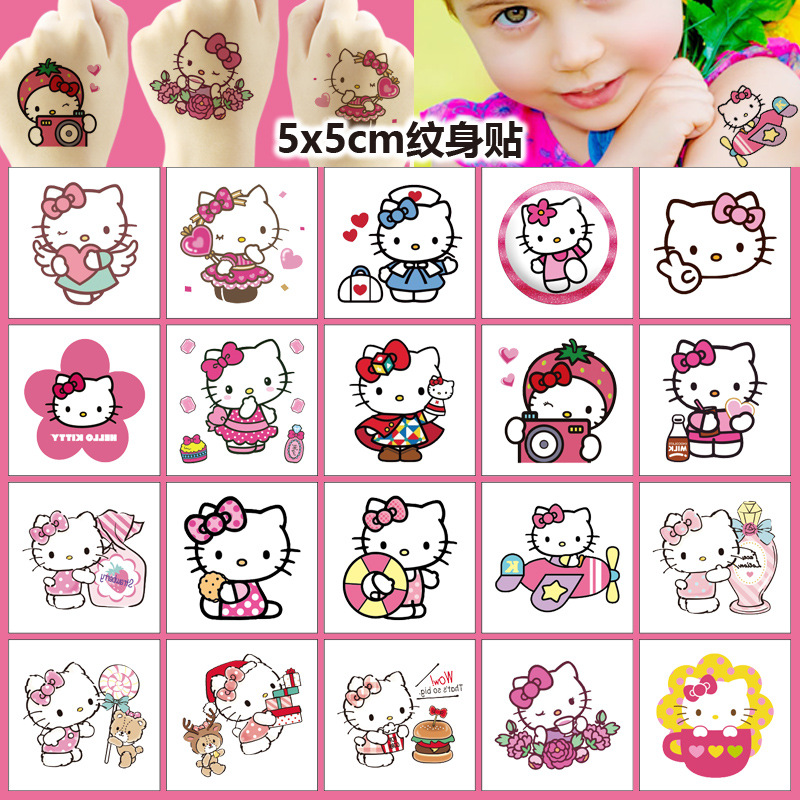 5x5cmKT cat tattoo stickers 20 Cartoon tattoo stickers water transfer tattoo birthday party HELLOKITTY