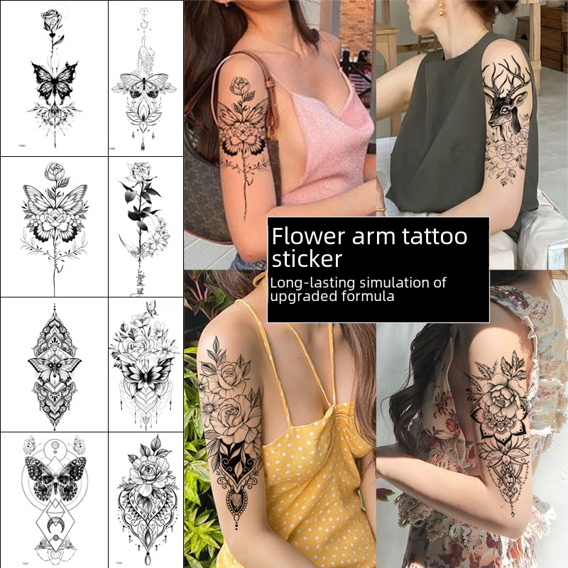 source factory fashion arm calf waterproof tattoo stickers plain flower butterfly deer tattoo stickers