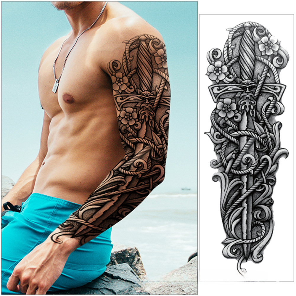 Full arm tattoo sticker full arm water transfer tattoo sticker temporary tattoo big picture flower arm custom tattoo