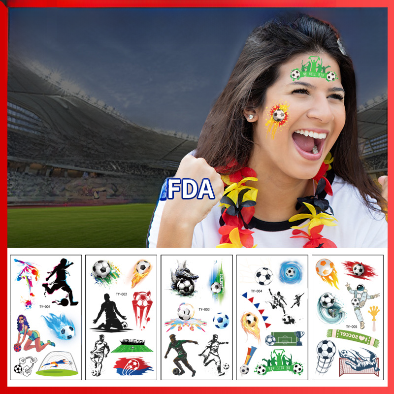 Football tattoo stickers waterproof sweat sports event Carnival Party European World Cup children cartoon face stickers