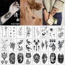 小清新纹身贴纸 英文 字母花朵蝴蝶素描线条 防水纹身贴纸 tattoo