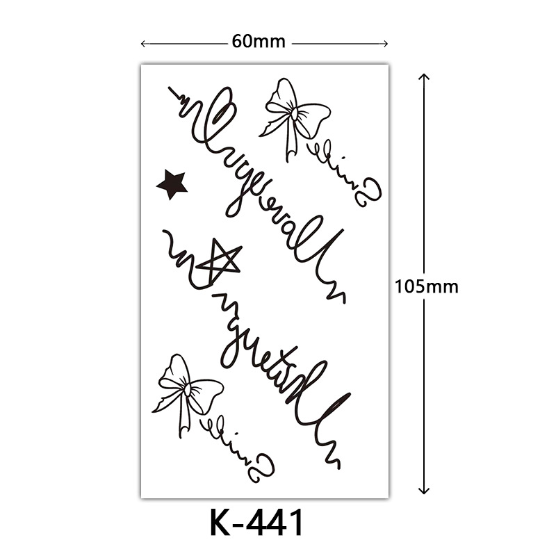 小清新纹身贴纸 英文 字母花朵蝴蝶素描线条 防水纹身贴纸 tattoo