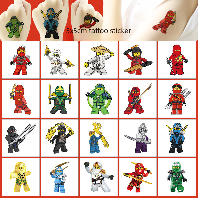 5x 5cm Phantom Ninja Tattoo Stickers 20 Cartoon Tattoo Stickers Water Transfer Disposable Tattoo Birthday Party