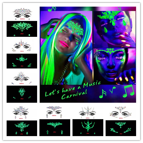 EDM face gem stick eyebrow stick drill self-adhesive luminous face stick PARTYJOY music Face Stick Halloween