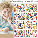 Children's Cartoon Super Mary Tattoo Sticker Water Transfer Sticker Mario Game Sticker Fashion Cute Sticker