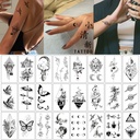 Small Fresh tattoo Sticker English Letter Flower Butterfly Sketch Line Waterproof tattoo Sticker