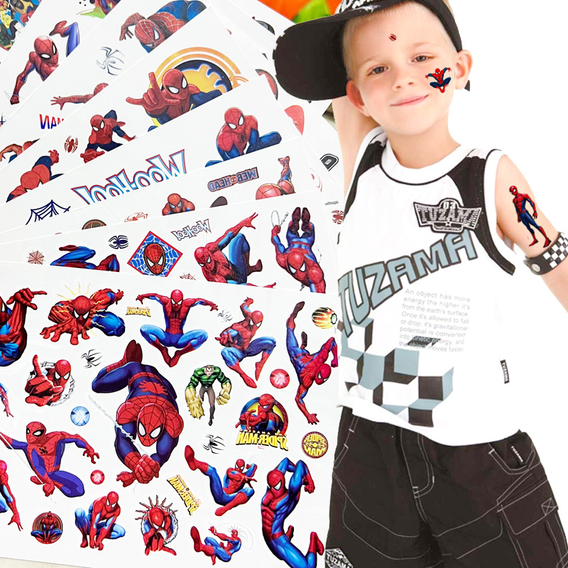 Amazing Spider-Man Parallel Spacetime Spider Children Tattoo Sticker Birthday Party Tattoo Sticker Water Transfer Sticker