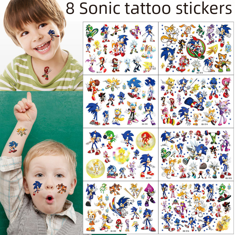 Sonic Hedgehog Theme Party Bracelet Decorative Tattoo Sticker DIY Sticker Birthday Party Layout Pack