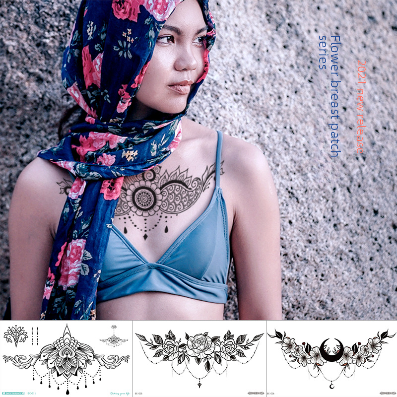 Plain Flower Tattoo Sticker Collarbone Chest Scar Covering Flower Arm Tattoo Sticker