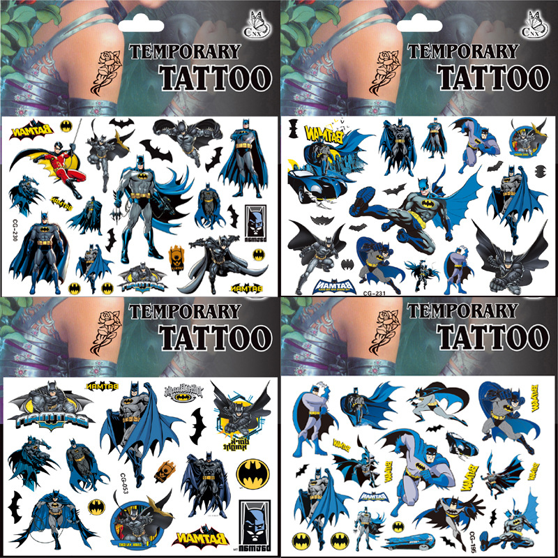 Children's Cartoon Batman Tattoo Sticker Water Transfer Sticker Kindergarten Bonus Sticker Fashion Cute Small Sticker