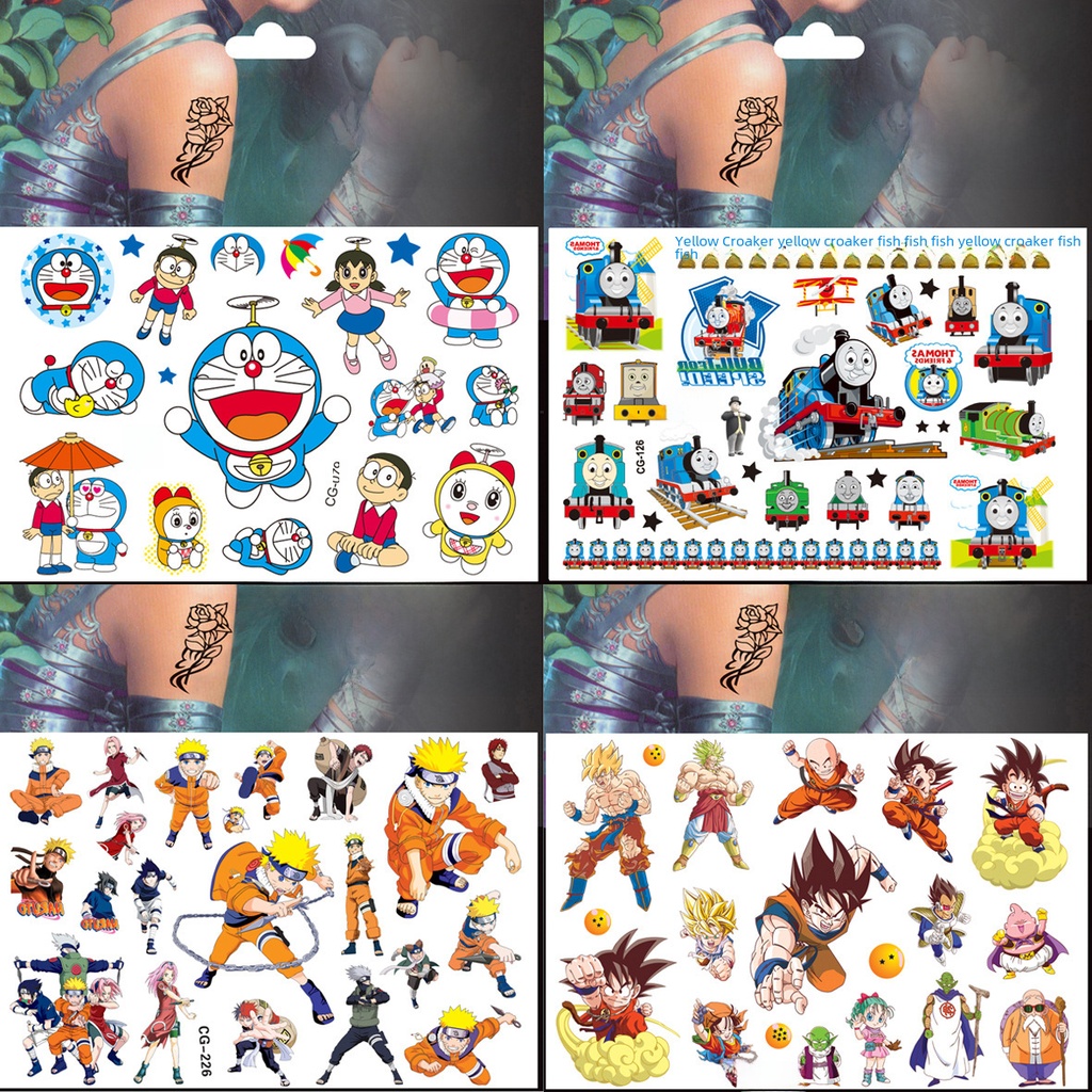 Children's Cartoon Boy Girl Tattoo Dragon Ball Water Transfer Huo Shadow Award Sticker Fashion Anime Sticker