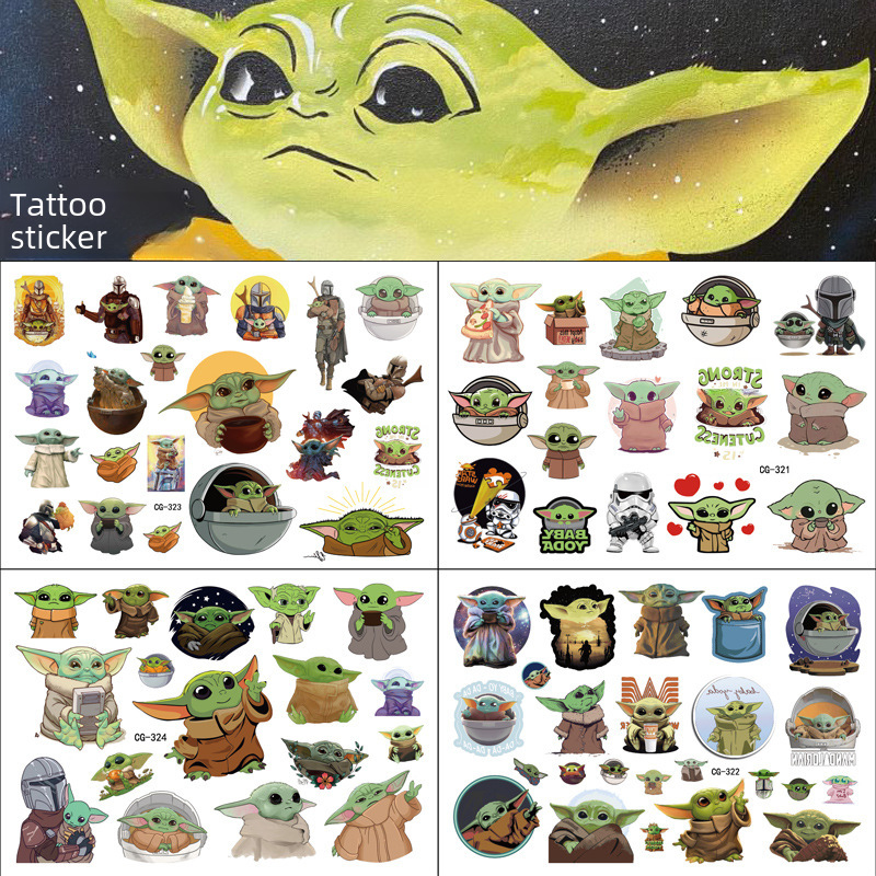 Children's Cartoon Yoda Baby Tattoo Sticker Water Transfer Sticker Kindergarten Bonus Sticker Fashion Cute Sticker