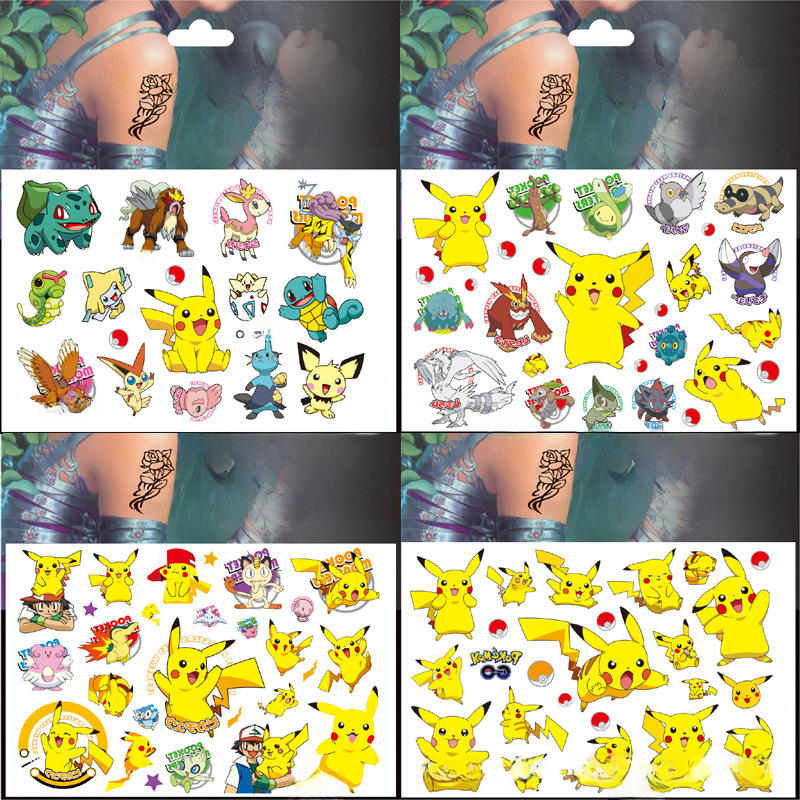 Children's Cartoon Pikachu Tattoo Stickers Water Transfer Stickers Kindergarten Bonus Stickers Fashion Cute Small Stickers