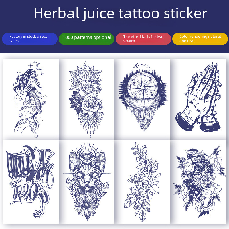 Original Advanced Sense English Letter Tattoo Sticker Waterproof Lasting Artificial Clavicle Semi-Permanent Herbal Juice Paper for Men and Women