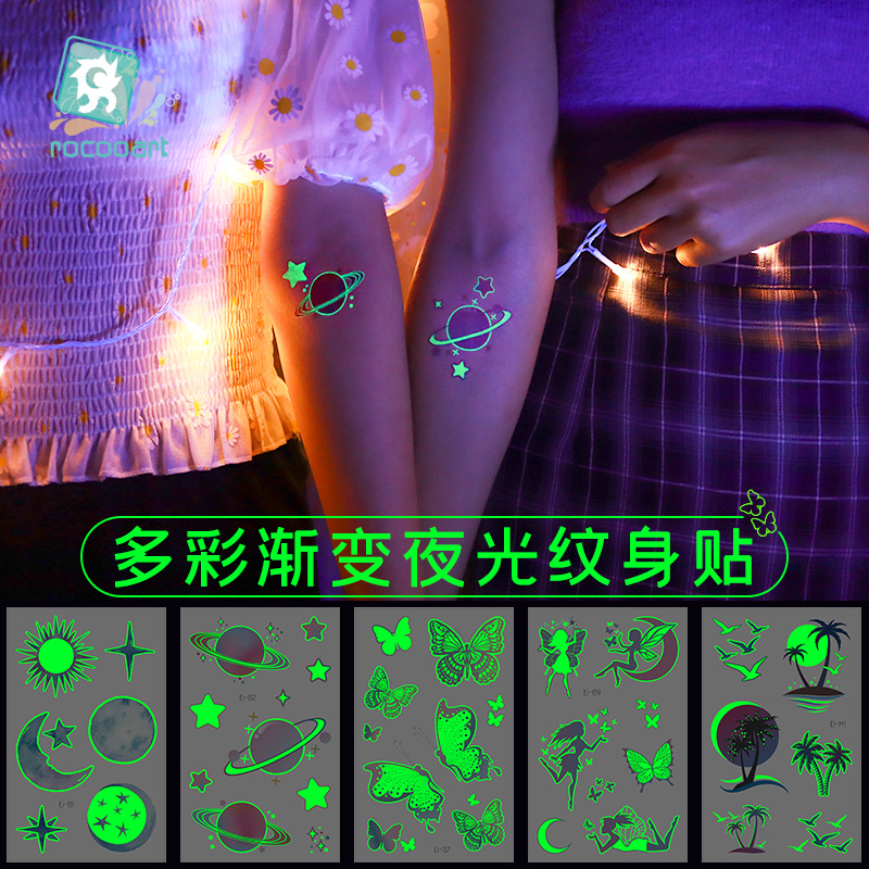 supply of luminous tattoo stickers small fresh fashion personality luminous stickers temporary tattoo stickers