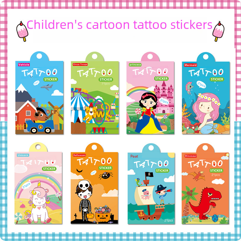 Children's Cartoon Tattoo Sticker Set Japanese and Korean Small Fresh Mermaid Princess Tattoo Sticker Animal Temporary Tattoo