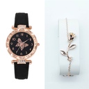 多多跨境爆款蝴蝶手链表SHIEN热销时尚女士2件套装手表皮带手表