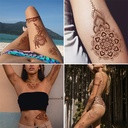 正祥2023跨境印度蕾丝纹身贴红棕色防水henna纹身贴纸tatto亚马逊