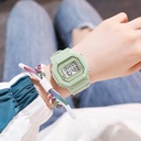 Factory Matcha green small square Korean simple Mori college style Square sports electronic watch for men and women students