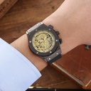 Embossed Three-Dimensional Dragon Dial Distinctive Shock-absorbing Black Case Complex Mechanism Fine Pattern Silicone Strap Men's Watch