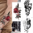 Full arm flower arm rose bear deer funny tattoo stickers creative color anti-real tattoo stickers