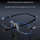 Finished rimless myopia glasses for men and women ultra-light cut-edge glasses frame anti-radiation discoloration astigmatism myopia large face