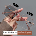 Color-changing Myopia Glasses Women's Ultra-light Flushable Tea-colored Transparent Frame ins High-value Large-frame Slimming Plain-looking Glasses