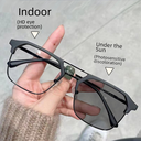 Photosensitive color-changing myopia glasses men's anti-blue ultraviolet handsome double beam flat glasses frame women's