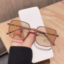 Color-changing glasses ins high-looking myopia with degrees anti-blue light optical retro large frame slimming Internet celebrity plain glasses