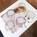 Simple Cartoon Jade Color Beaded Handmade Bracelet Alloy Female Student Glass Bracelet Jewelry