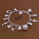 factory direct 925 silver fashion thirteen hanging bracelet multi-element jewelry