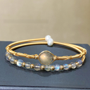 Winding 14K gold natural elongated lime Moonstone Pearl strawberry Crystal Jade bracelet bracelet