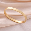 simple Heart Sutra text bracelet ethnic style oval opening 18K stainless steel bracelet