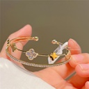 Korean version of real gold-plated micro-inlaid transparent four-leaf bracelet JOJOACC real gold-plated zircon diamond bracelet
