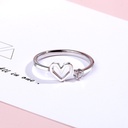 Japanese and Korean-style Hollow Heart-shaped Open Ring Women's Sweet Flash Diamond Love Index Finger Ring Geometric Fashion Fashionable Gift