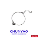 South Korea ins style simple temperament niche design love curve silver tube stitching Bracelet fresh sweet bracelet for women