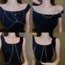 Zircon geometric chest chain metal sense fashion personality body chain niche high sense all-match chest jewelry female