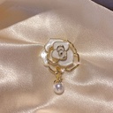 Niche design sense camellia brooch female autumn suit large pin fixed clothes artifact High sense corsage accessories