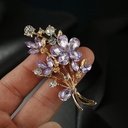 Korean style flower corsage alloy electroplated rhinestone glass Bouquet brooch pin in stock factory