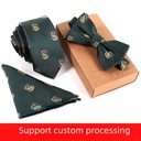 Men's Business Formal wear party tie lazy matching tie small square scarf combination bow tie tie suit three-piece set