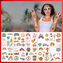Hippie tattoo sticker 70 s waterproof love and peace birthday party band flower power smiley face rainbow sticker
